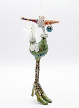 Dept 56 Patience Brewster Mistletoe Stork Christmas Tree Ornament Whimsical Bird
